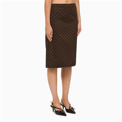 gucci brown silk mini skirt|gucci pencil skirt.